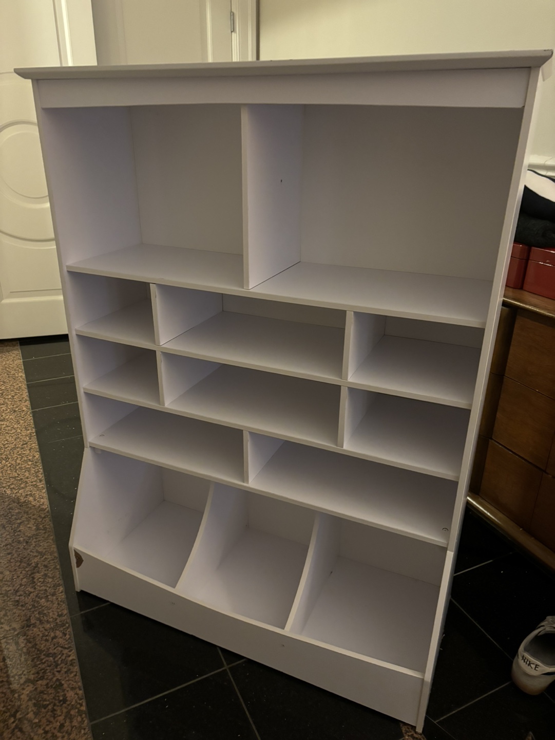 White Bookshelf with Storage Bins - photo 2