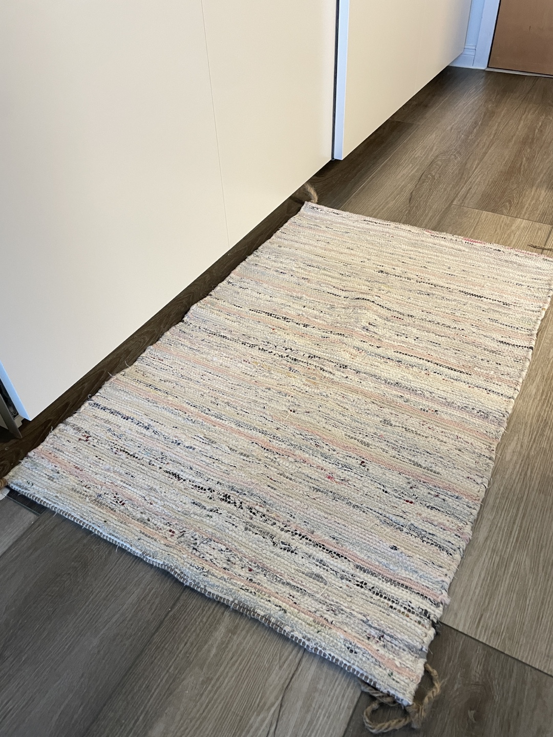 IKEA small White and Pink Woven Rug
