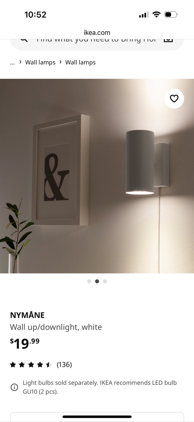 IKEA NYMÅNE Wall Lamp - new in box - photo 2