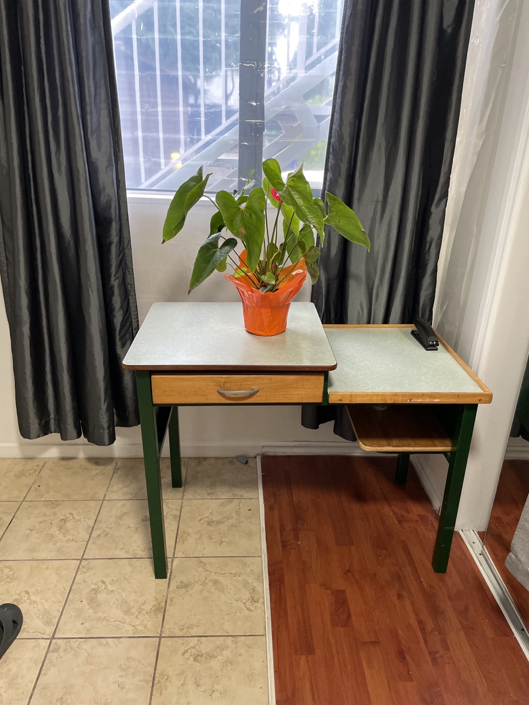 Vintage Green Desk with Drawer
