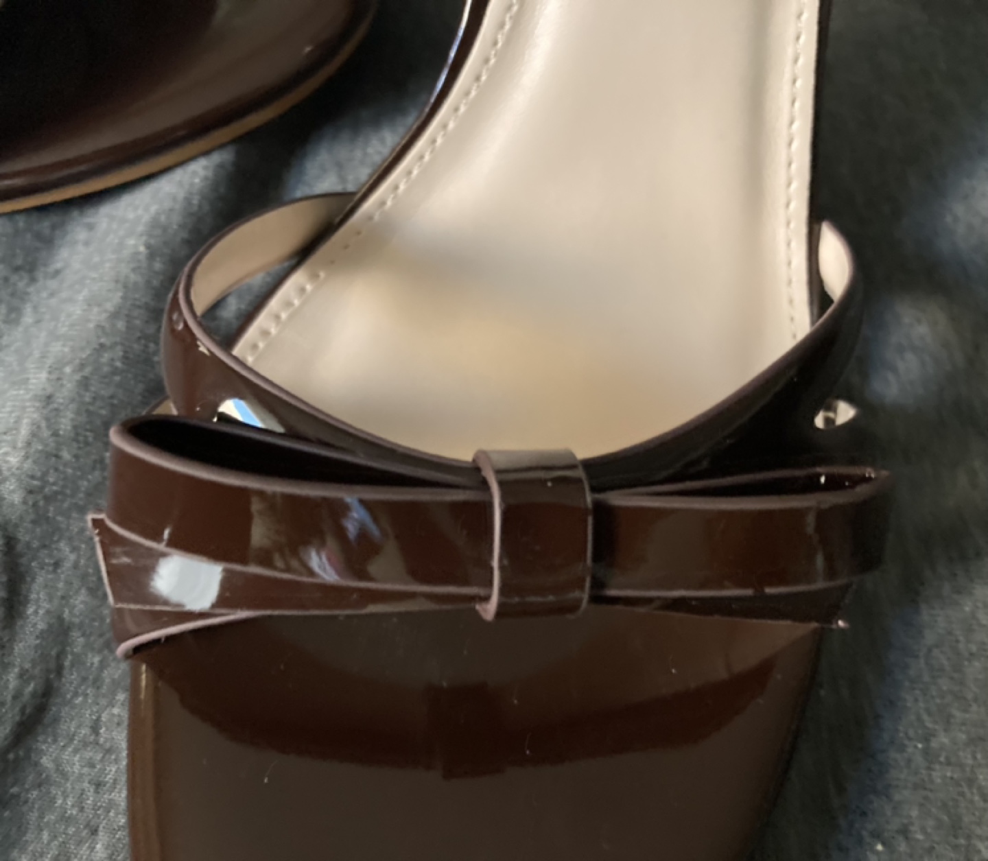 Brown Patent Bow Heels - photo 3