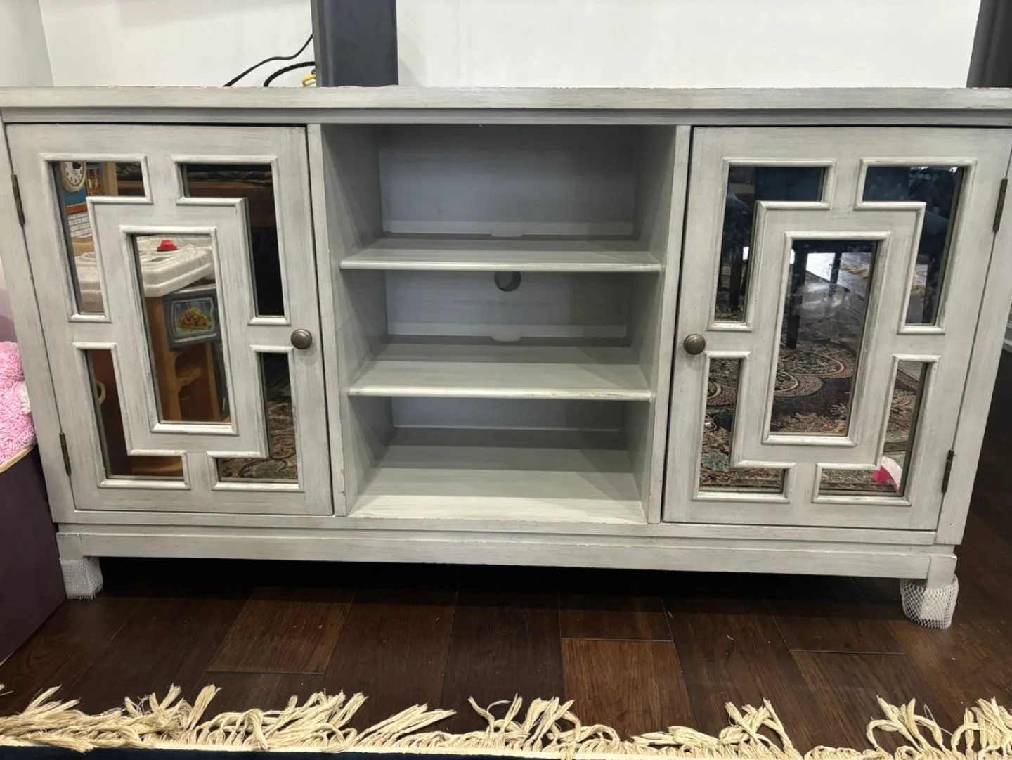 Grey Mirrored TV Stand image indicator(2)