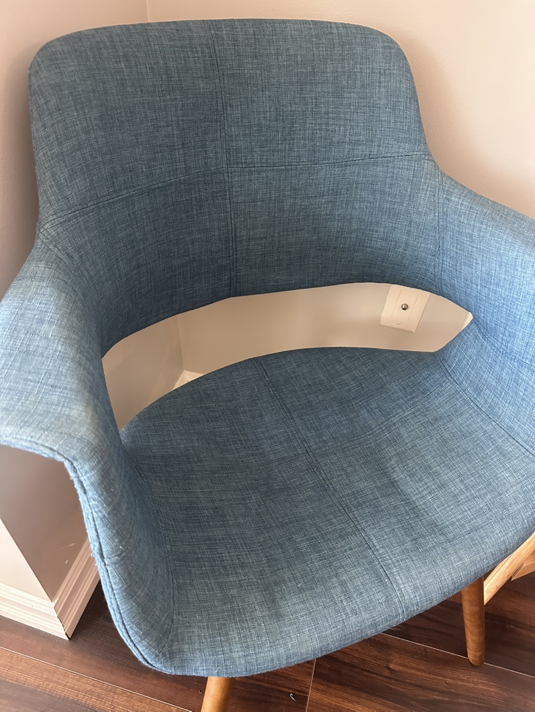 Blue Armchair with Wooden Legs - photo 3