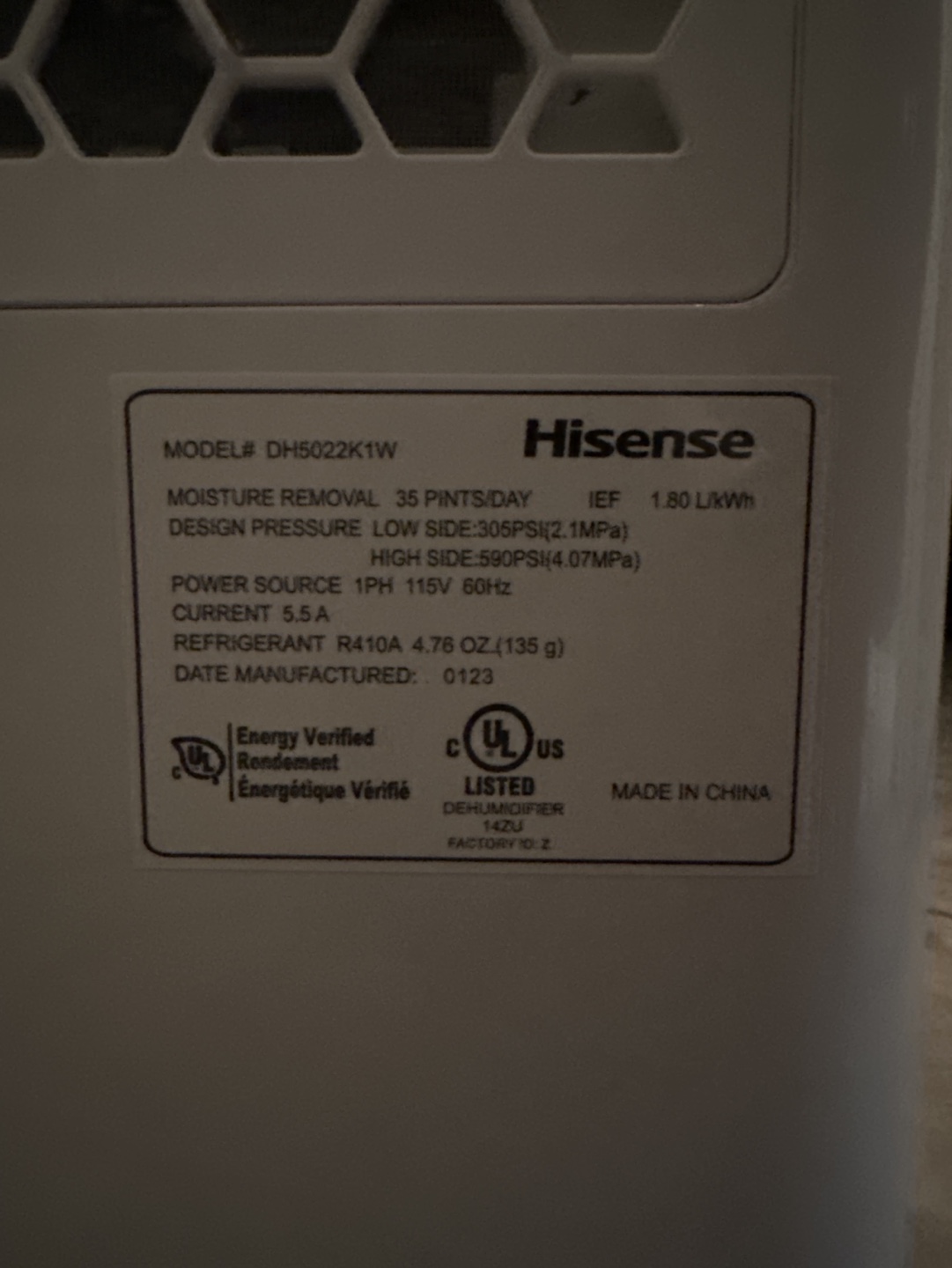 Hisense Dehumidifier - photo 3