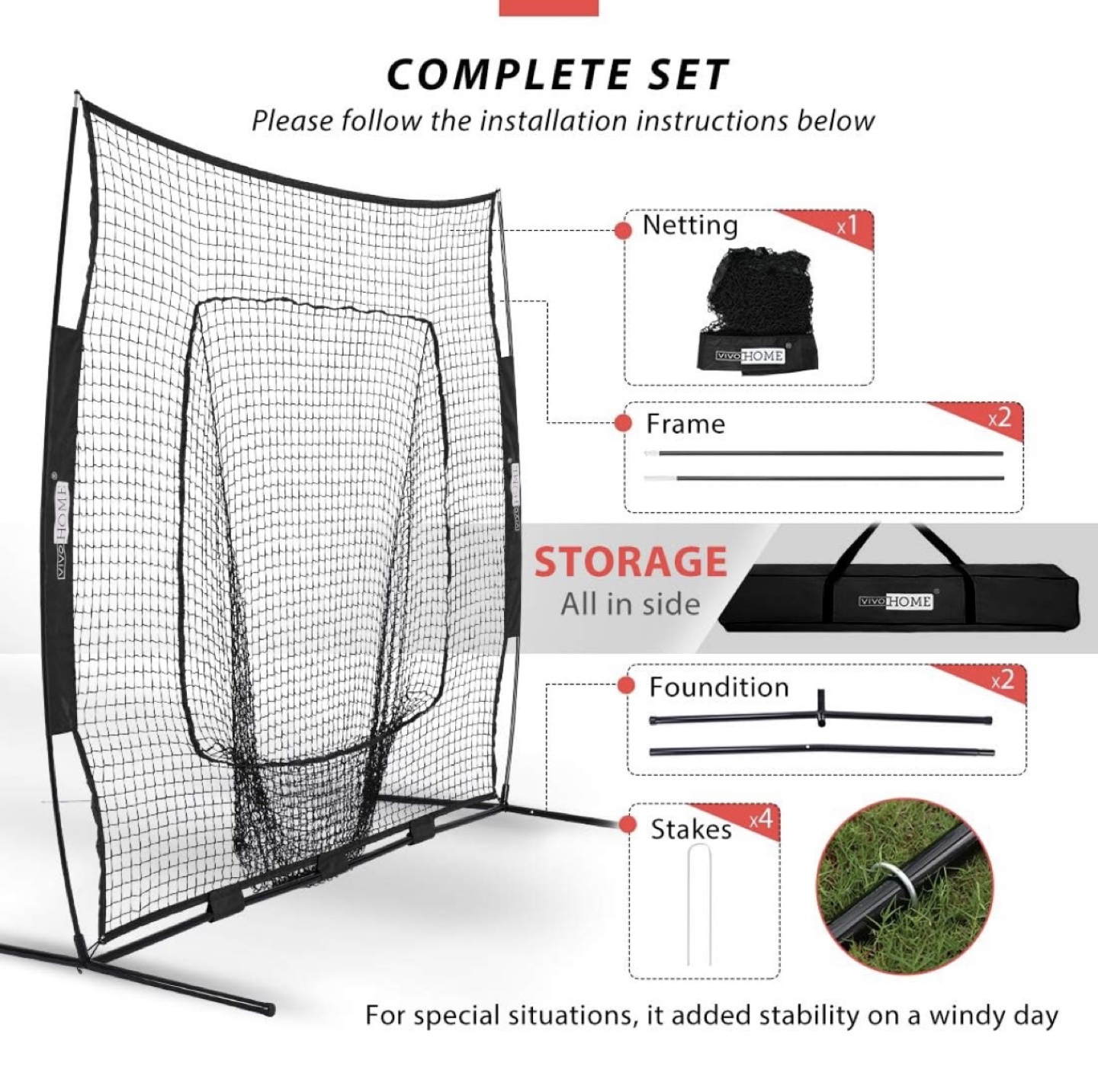 NEW 7x7 Ff Baseball Backstop Softball Practice Net with tee - photo 2