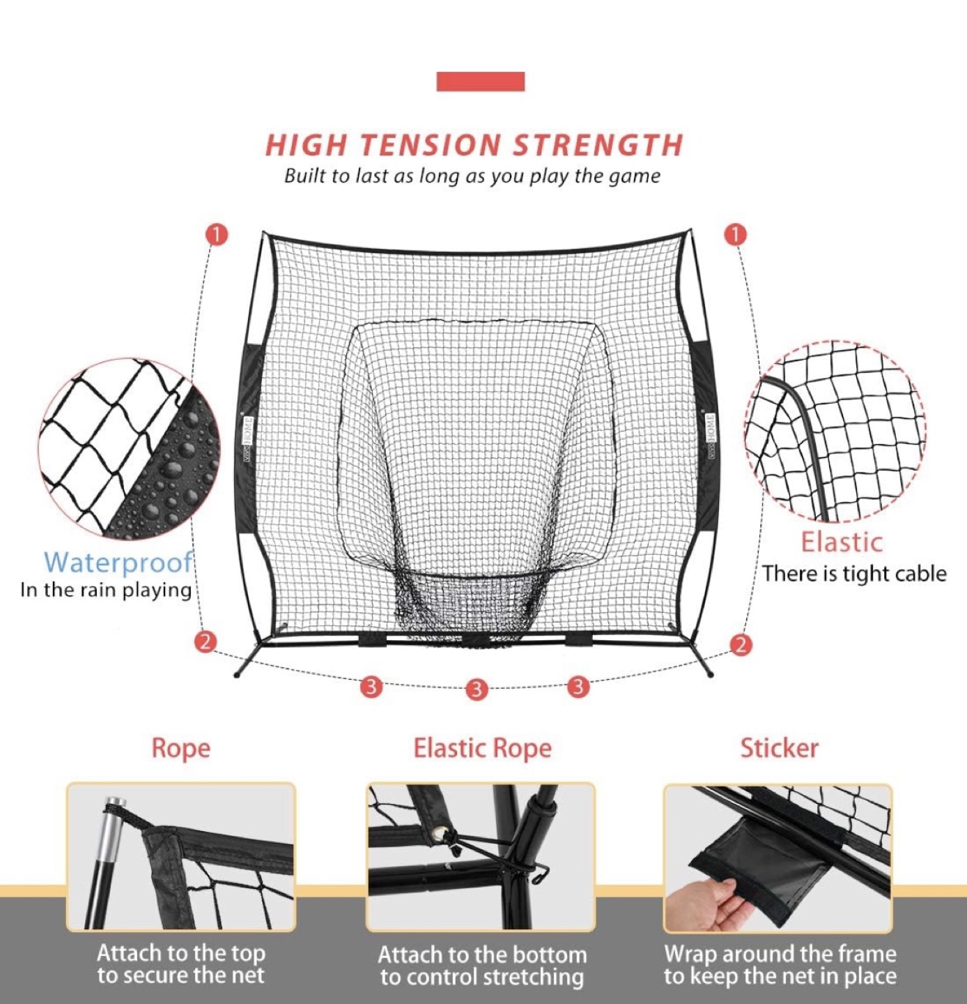 NEW 7x7 Ff Baseball Backstop Softball Practice Net with tee - photo 4