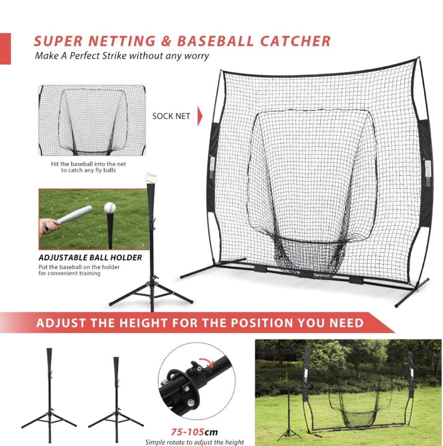 NEW 7x7 Ff Baseball Backstop Softball Practice Net with tee - photo 3