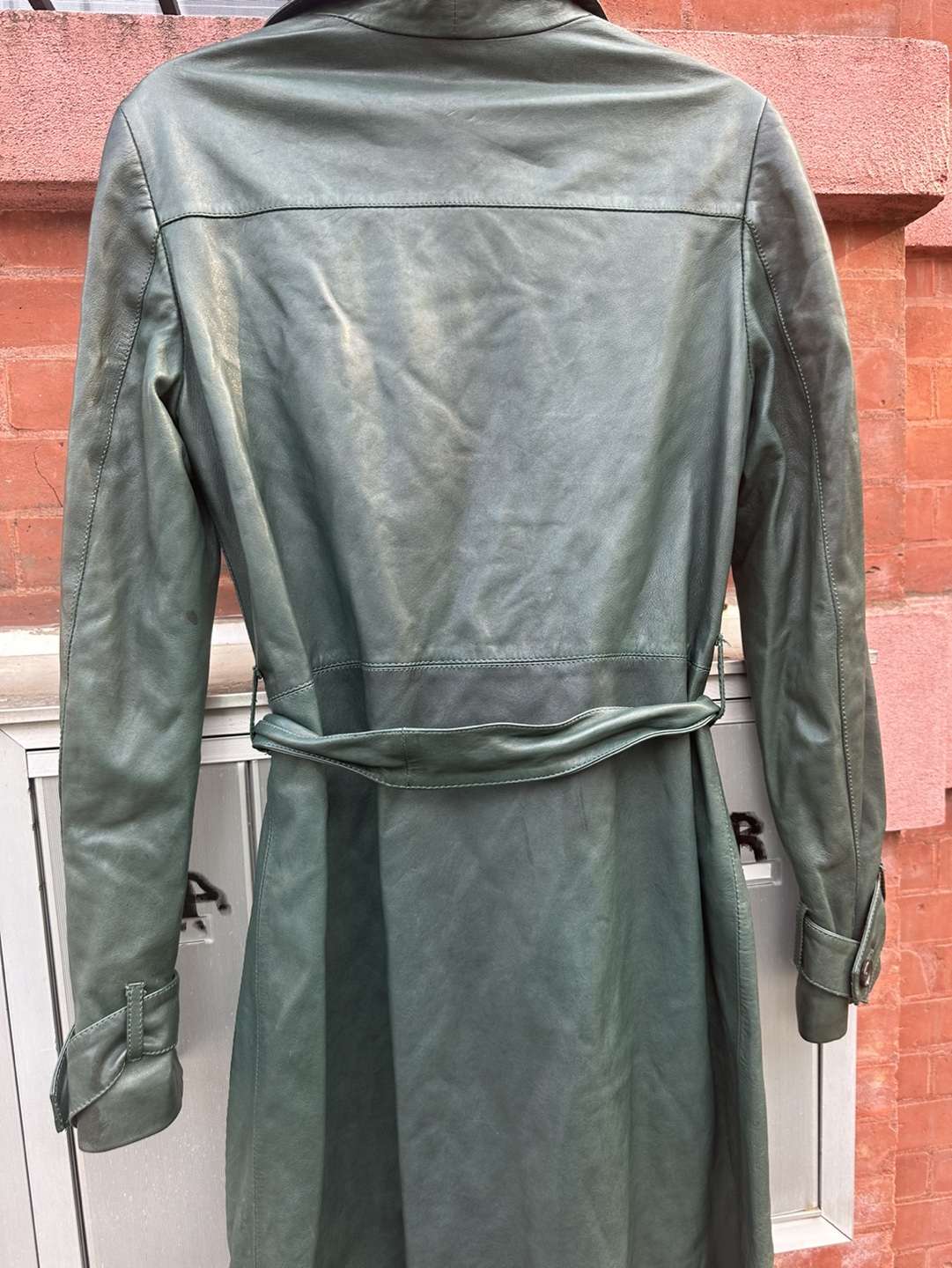 Green Leather Trench Coat