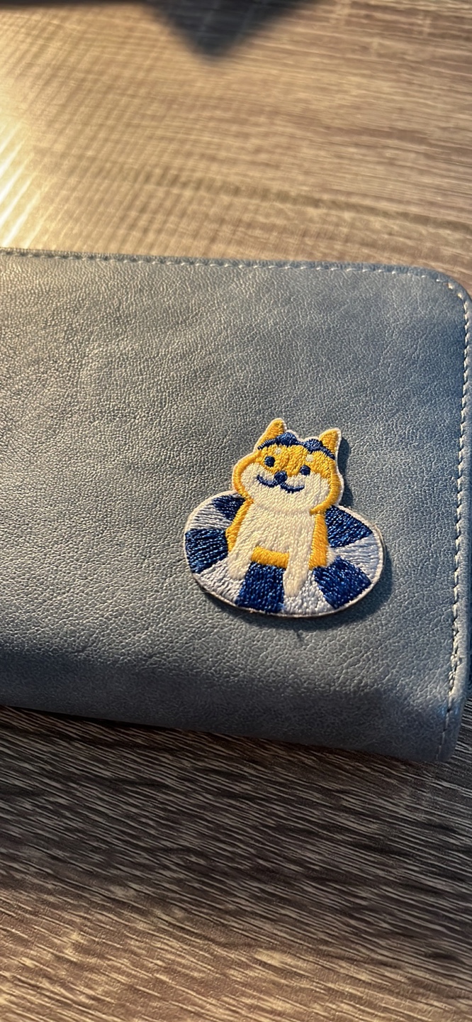 Blue Zippered Long Wallet with Shiba dog