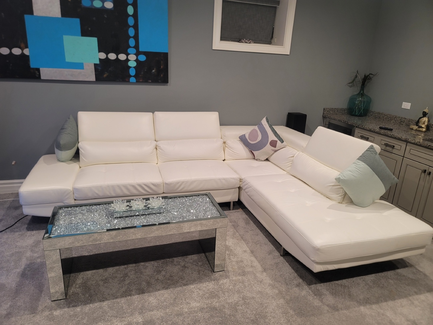 White Leather Sectional Sofa