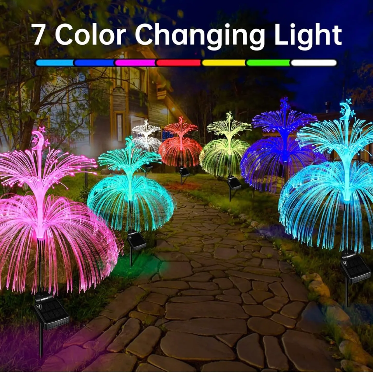 Solar Powered 7 Colour Changing Outdoor Garden Lights image indicator(5)