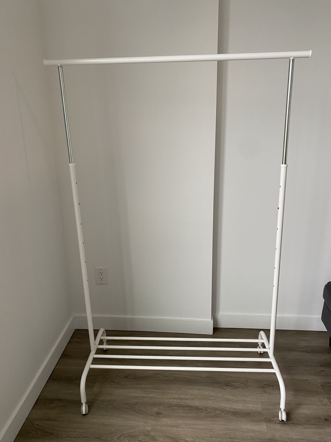 White Clothes Rack with Wheels