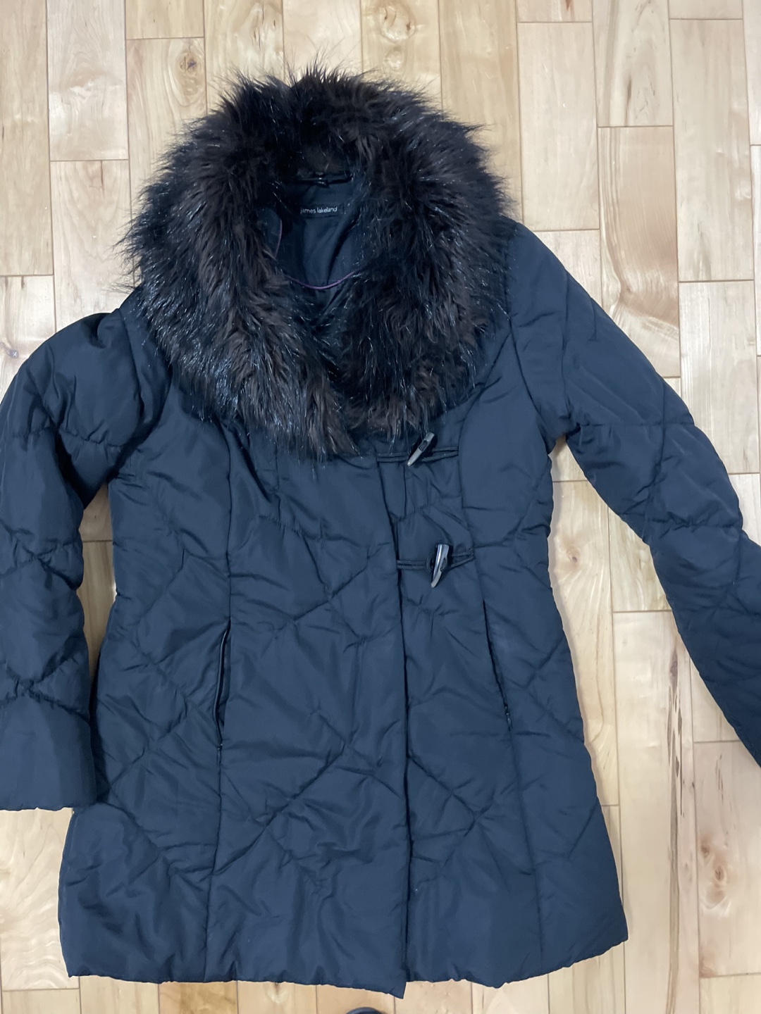 Black Puffer Jacket with Fur Collar