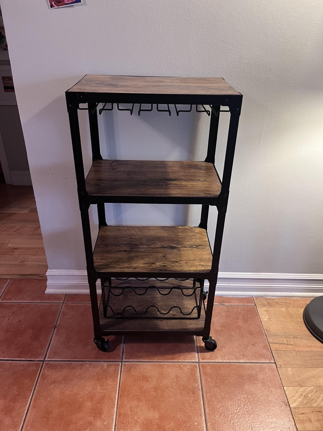 Rolling Bar Cart with Wine Rack - photo 2