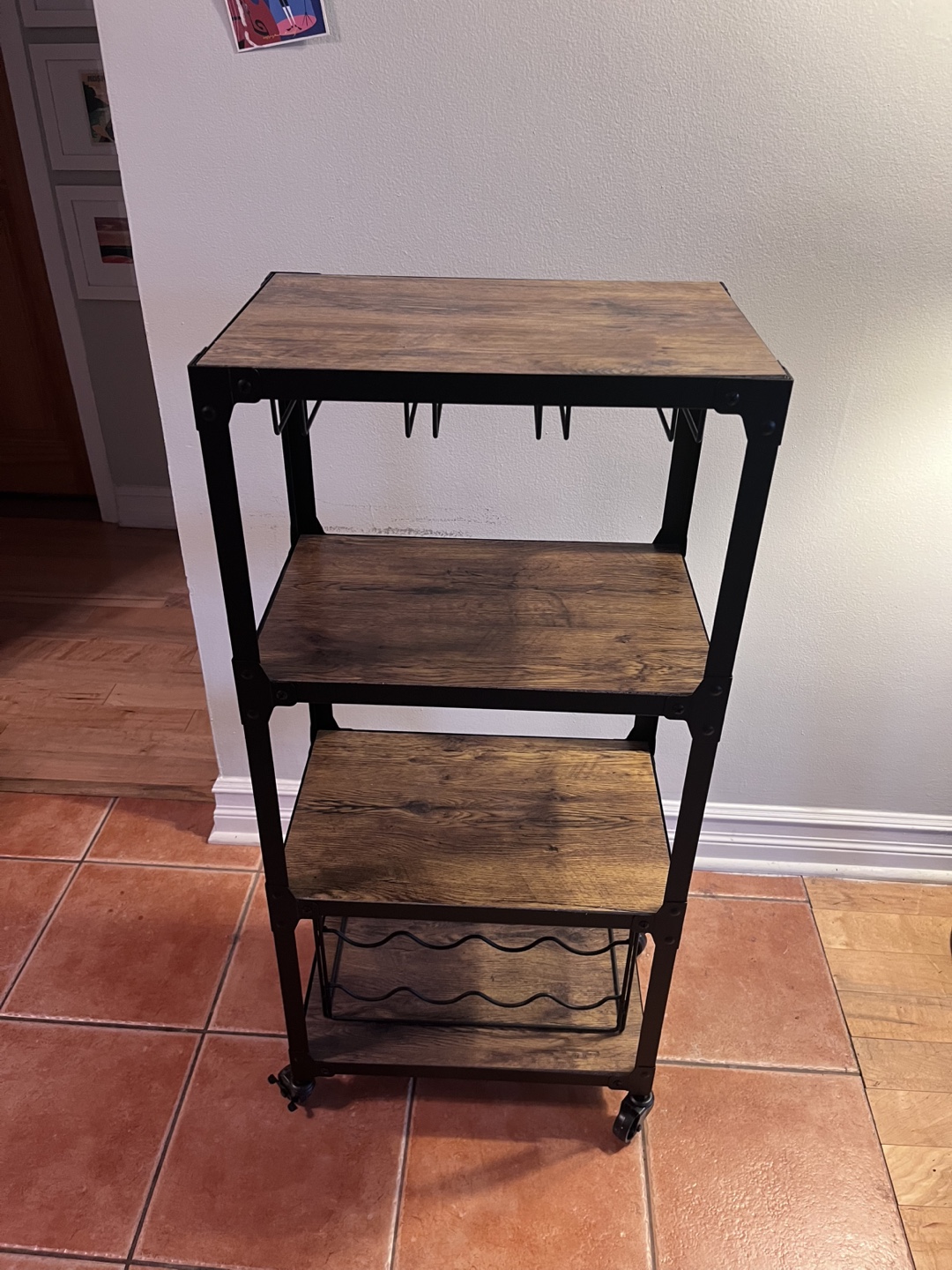 Rolling Bar Cart with Wine Rack - photo 4