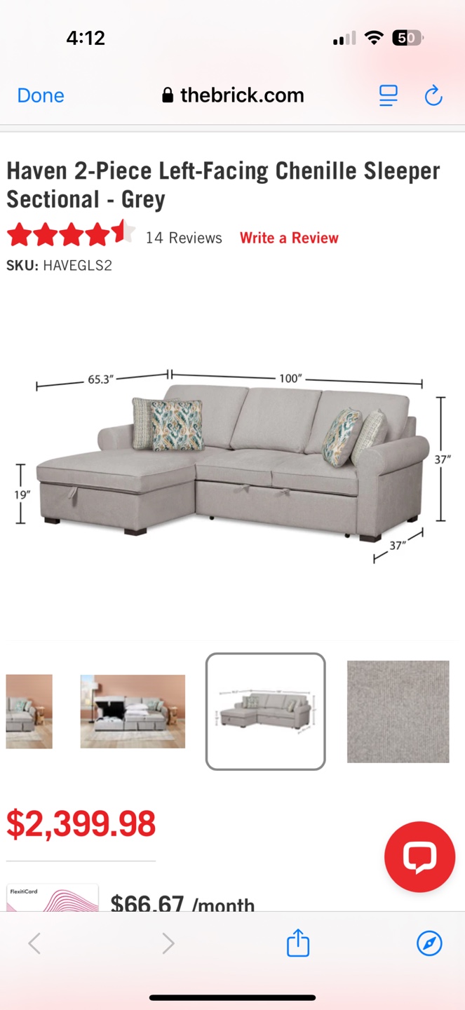 Grey sectional sofa with pull-out bed & large storage feature - photo 4