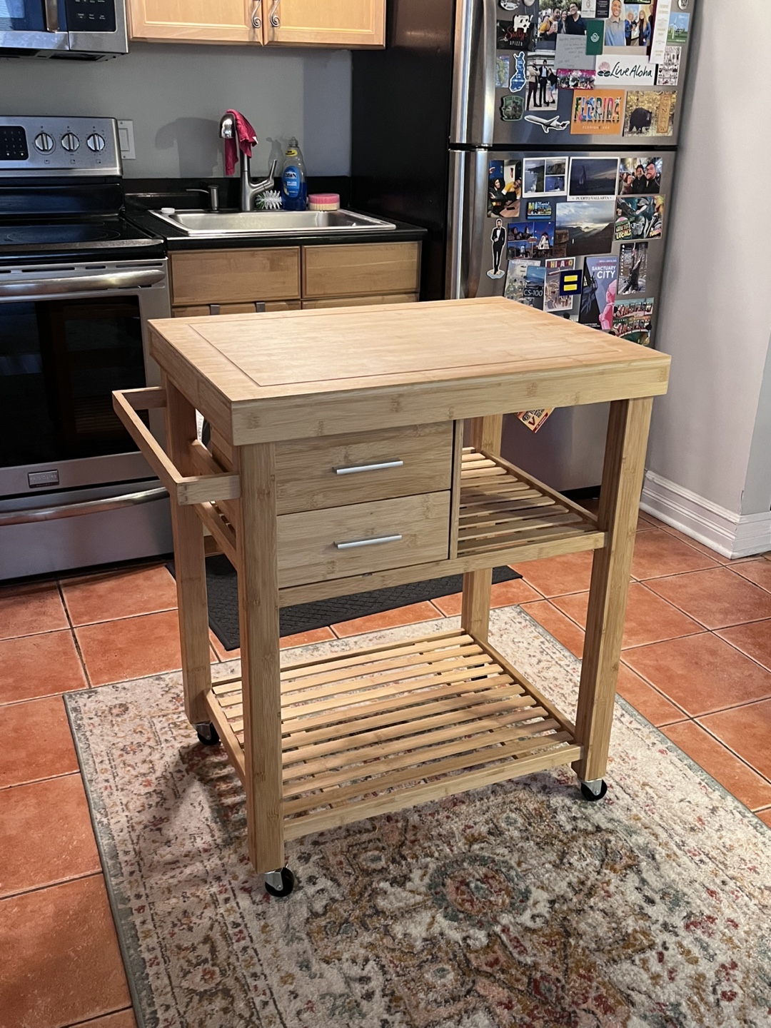 Bamboo Kitchen Cart with Two Drawers