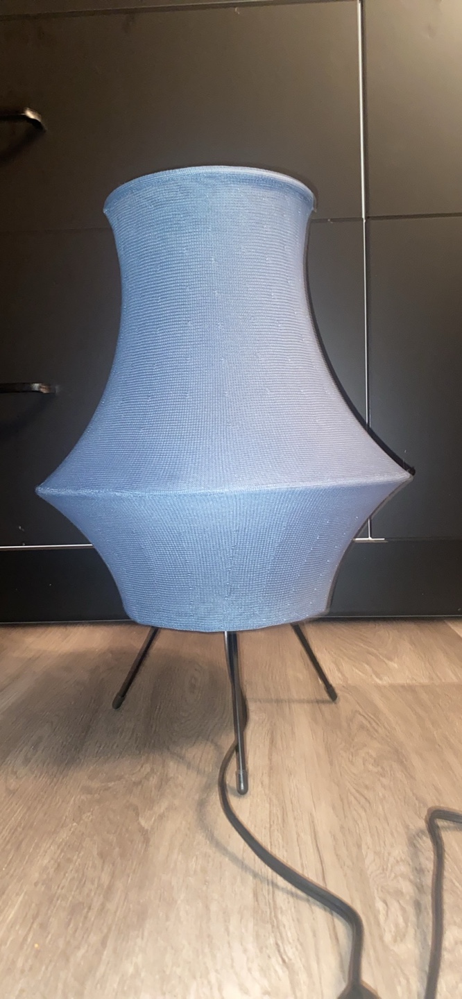 Table Lamp with Blue Fabric Shade