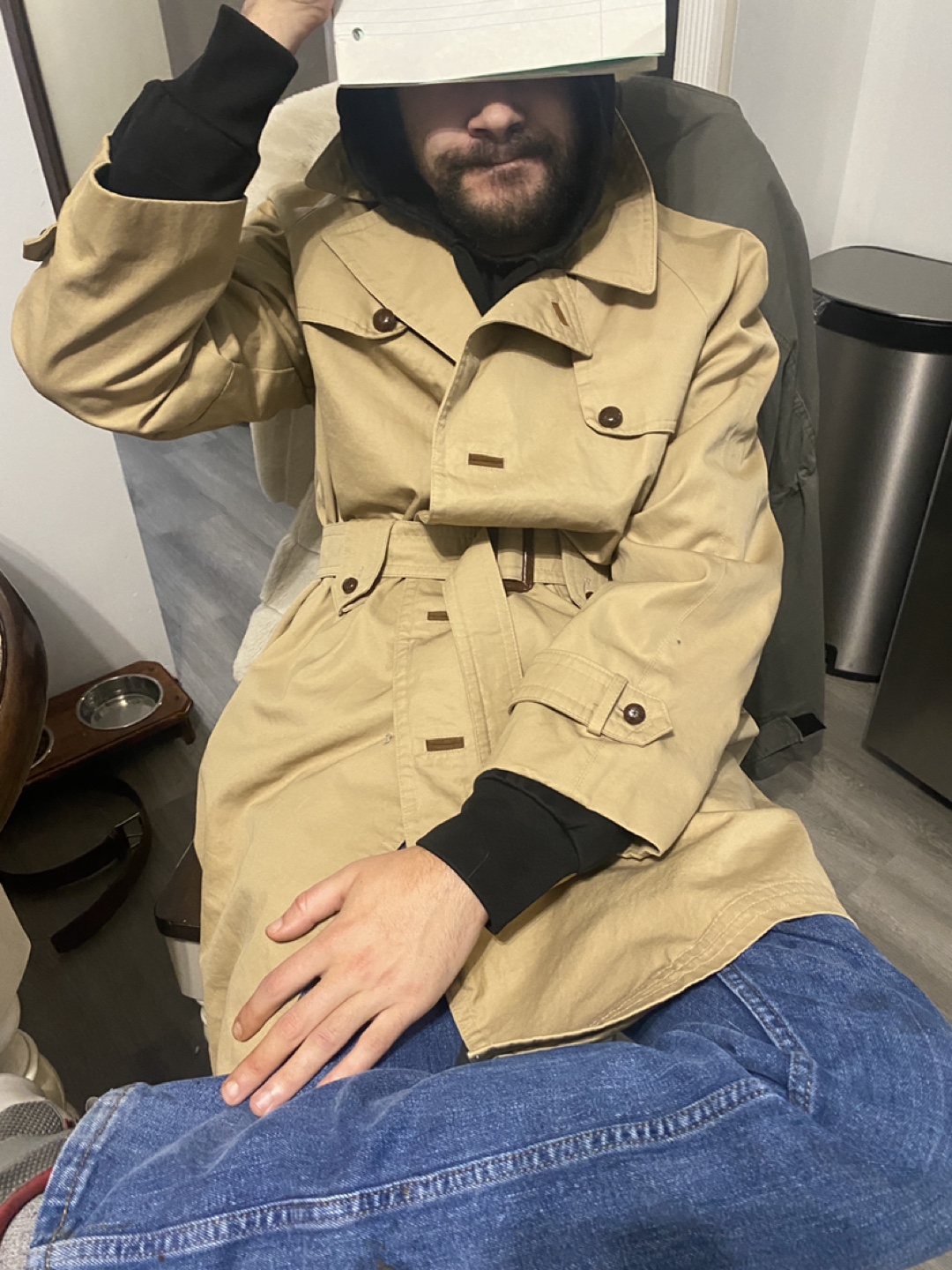 Vintage Beige Trench Coat with Faux fur removable liningLining - photo 2