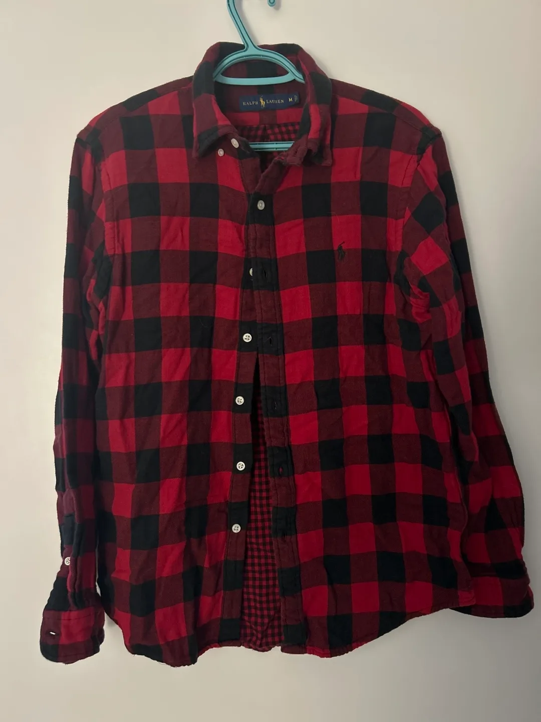 Ralph Lauren Red and Black Plaid Flannel Shirt thumbnail
