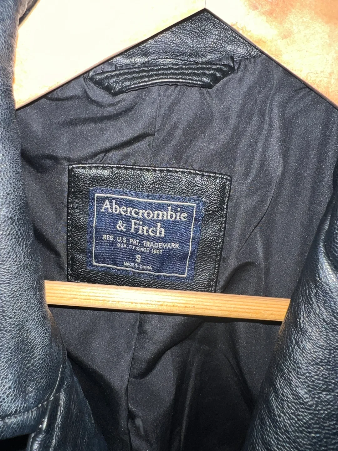Abercrombie & Fitch Black Leather Jacket Size S image indicator(3)