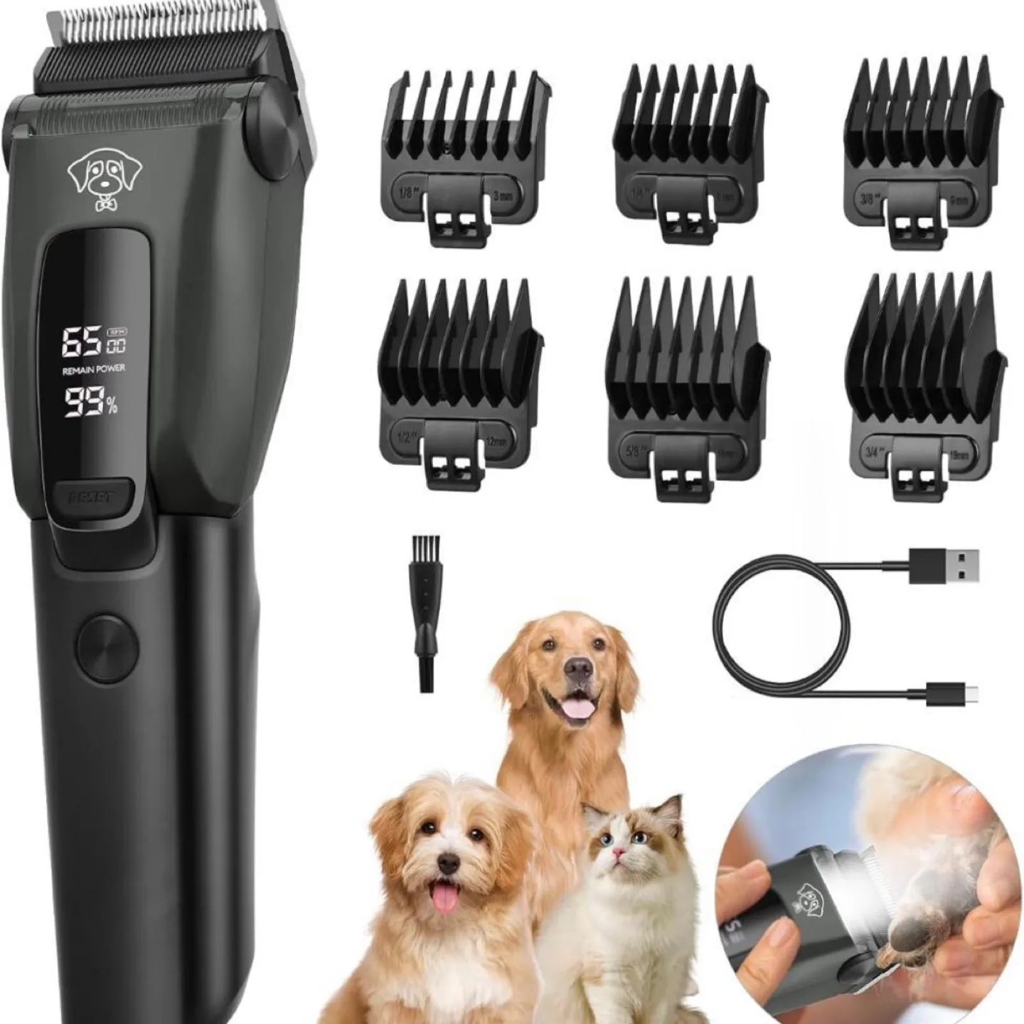 *Brand New*Pet hair clipper, rechargeable cordless hair clipper image indicator(3)