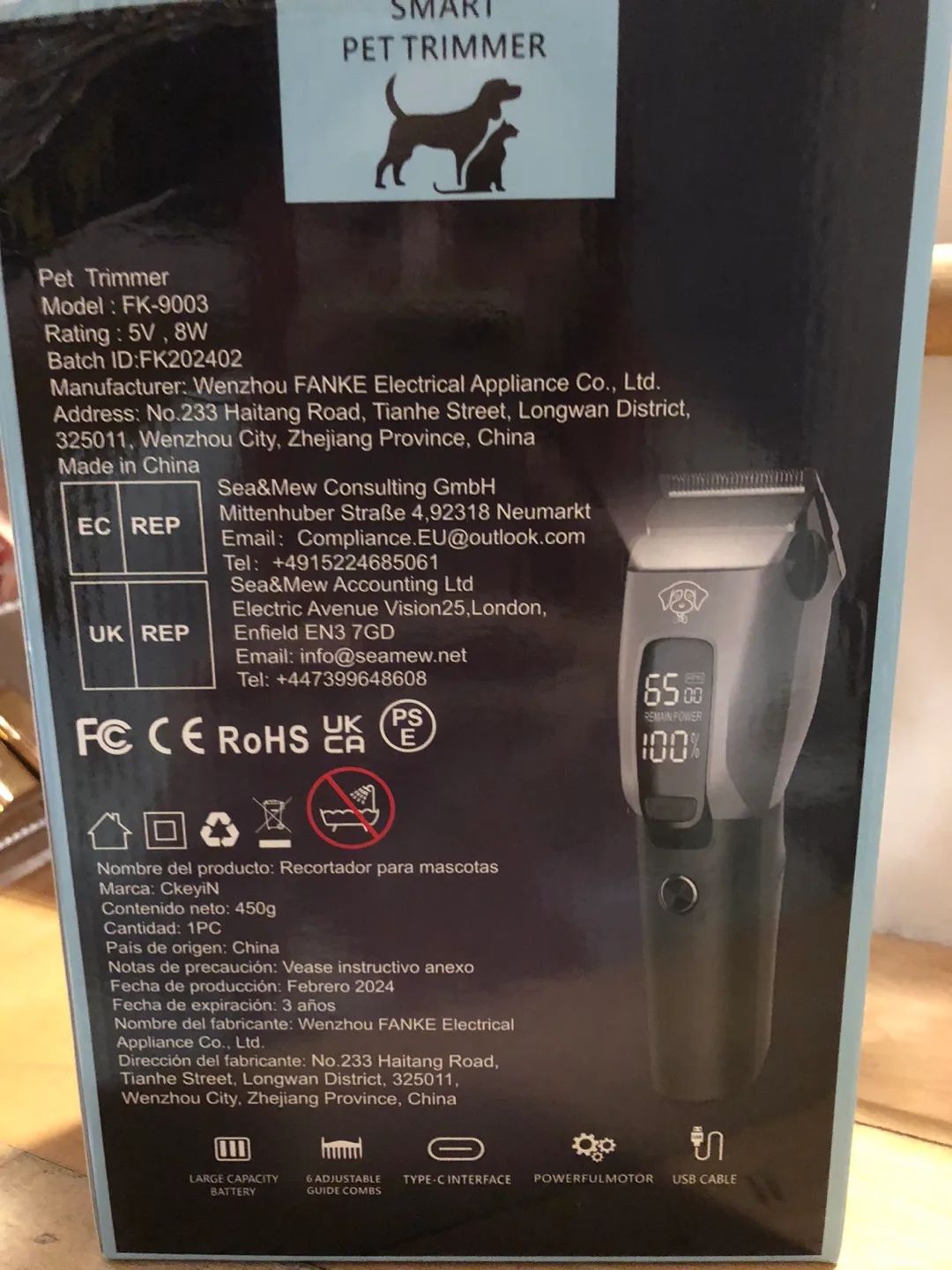 *Brand New*Pet hair clipper, rechargeable cordless hair clipper image indicator(2)