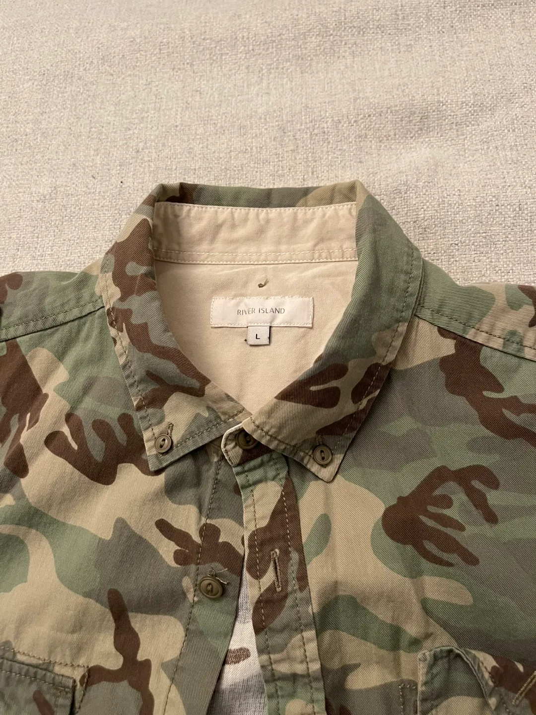 River Island Camouflage Button Up Shirt thumbnail