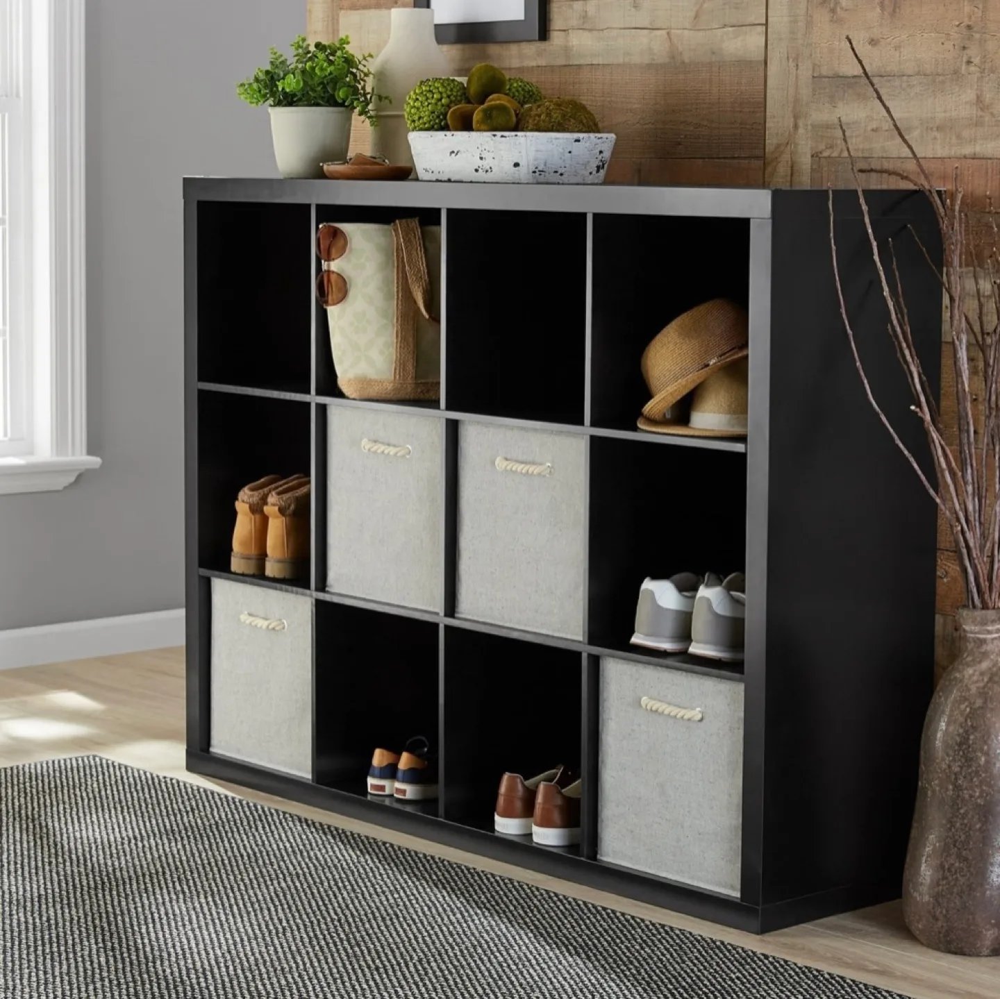 12-CUBE STORAGE ORGANIZER BETTER HOMES & GARDENS BLACK FURNITURE thumbnail