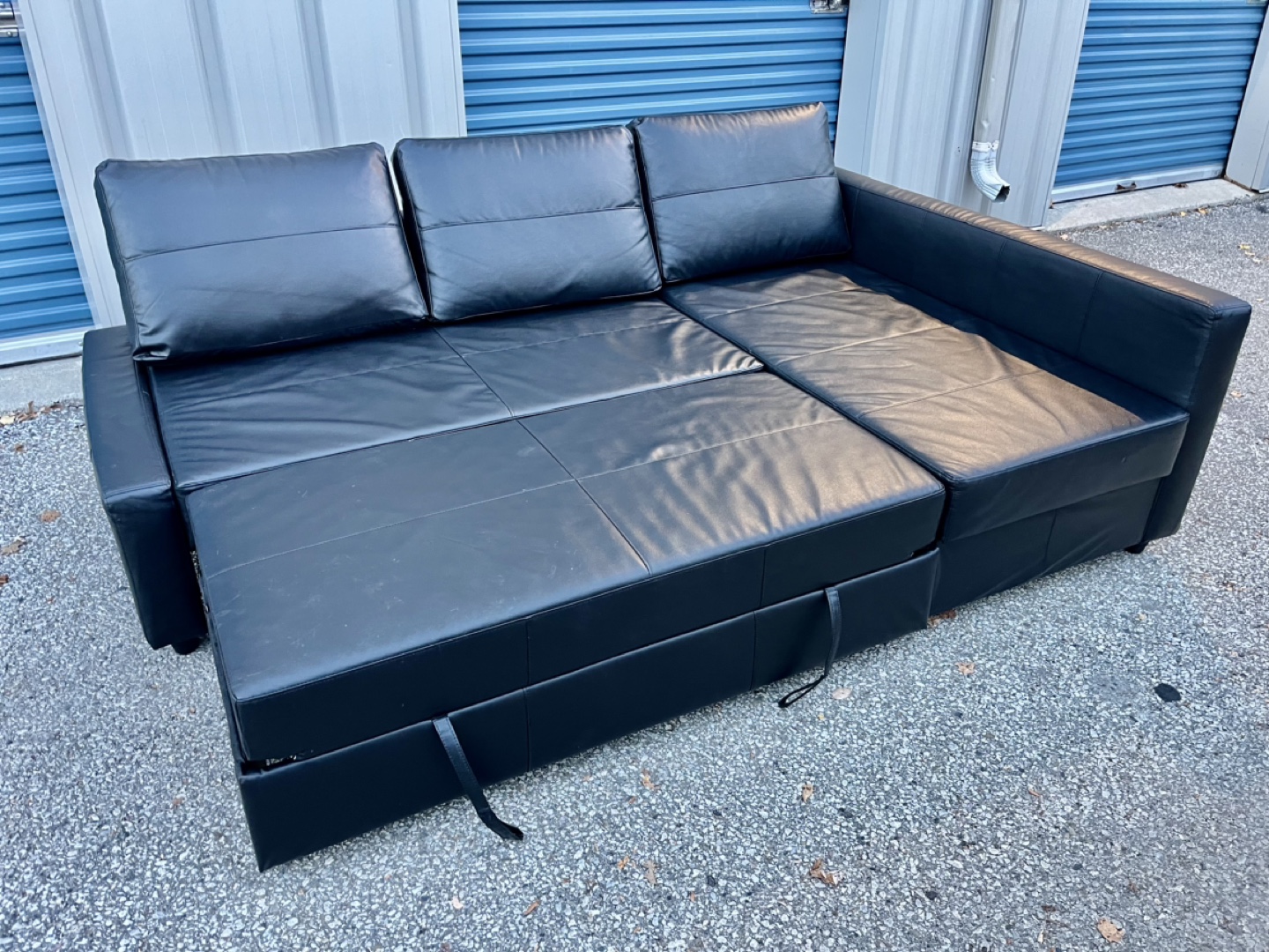 IKEA Friheten Corner Sofa/Bed Leather BLACK. - photo 2