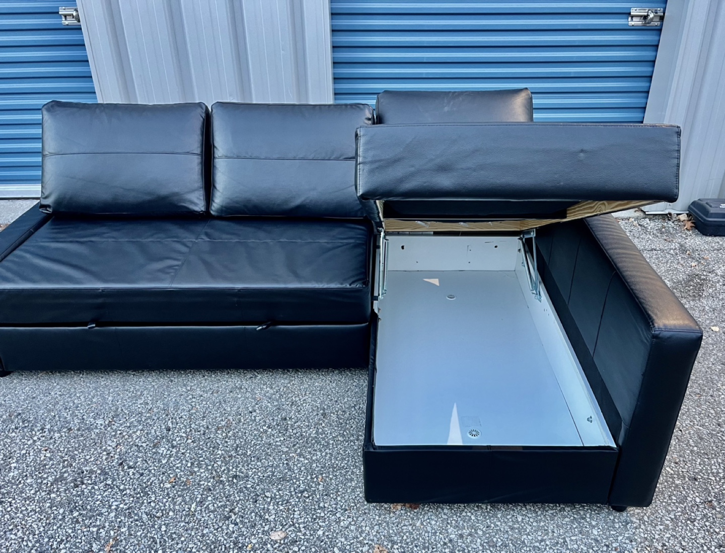 IKEA Friheten Corner Sofa/Bed Leather BLACK. - photo 3