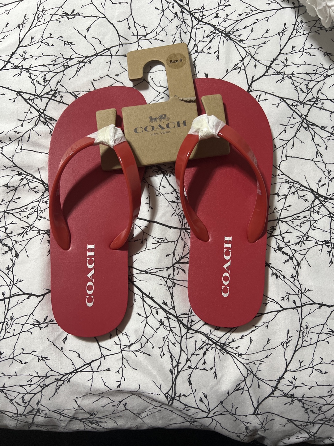 Coach Women Red Flip Flops Size 6
