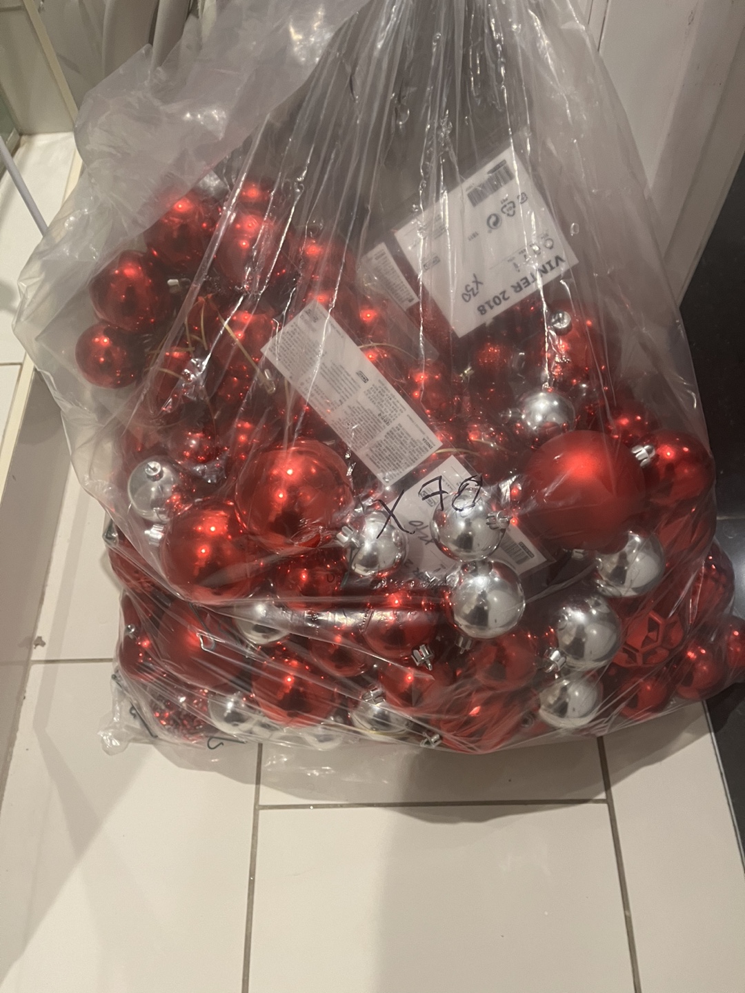 Red and Silver Christmas Ornaments