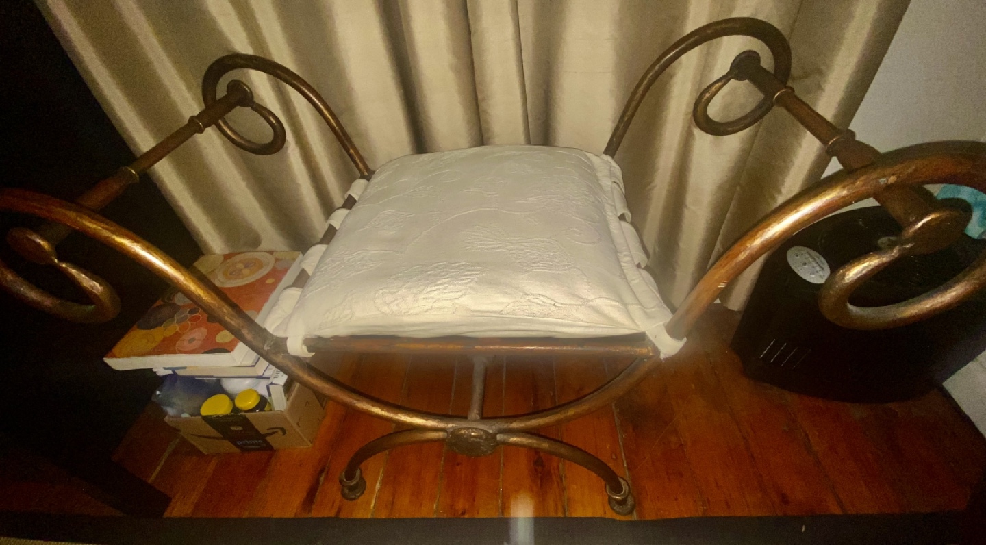 Ornate Romanesque Cushioned Metal Bench - photo 3
