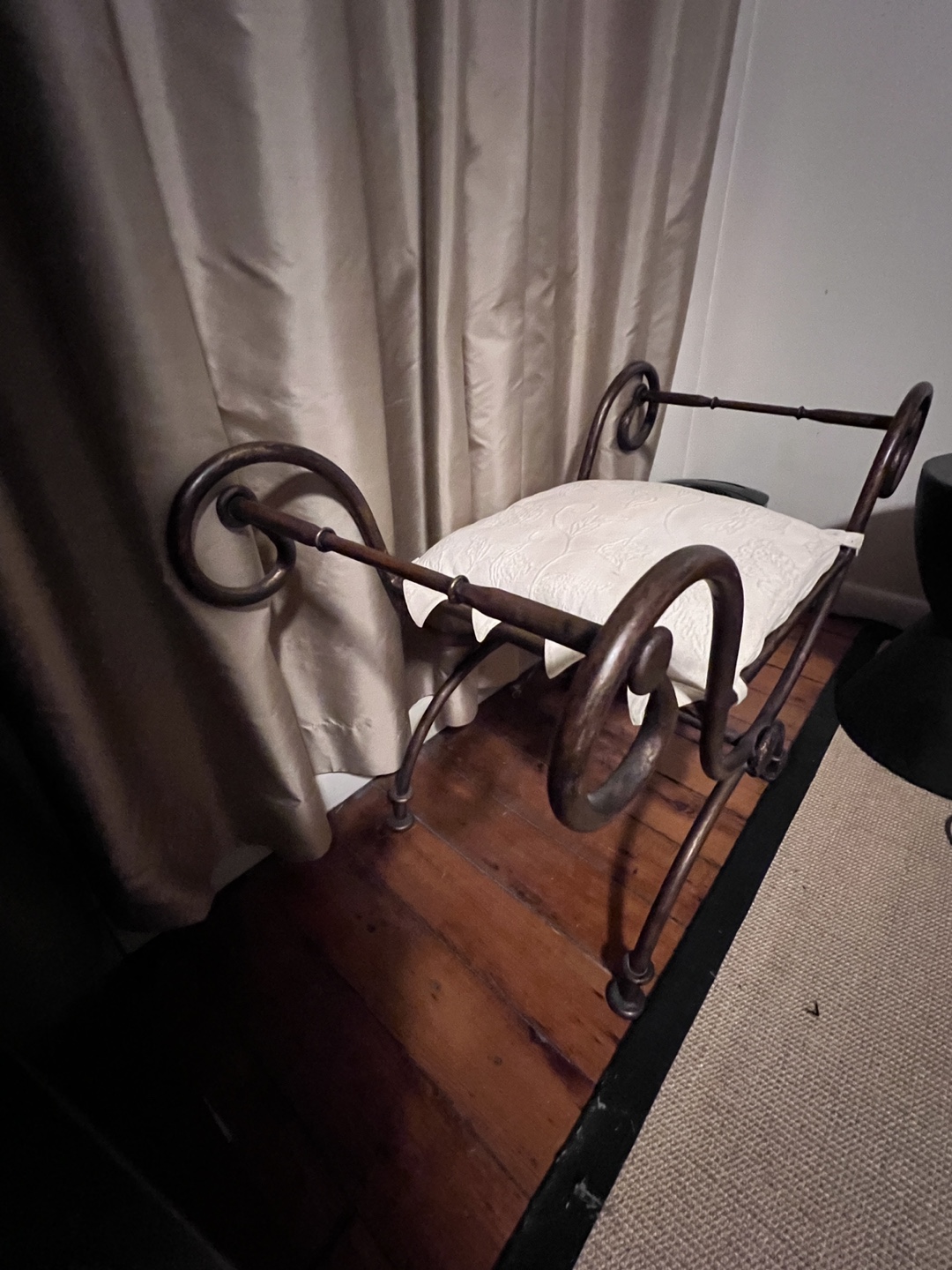Ornate Romanesque Cushioned Metal Bench - photo 4