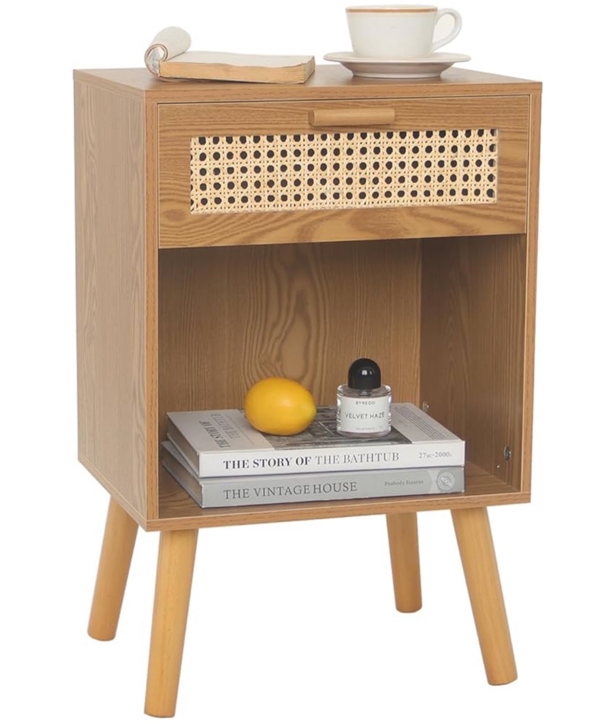 MaxSmeo Nightstand with Drawer and Open Shelf