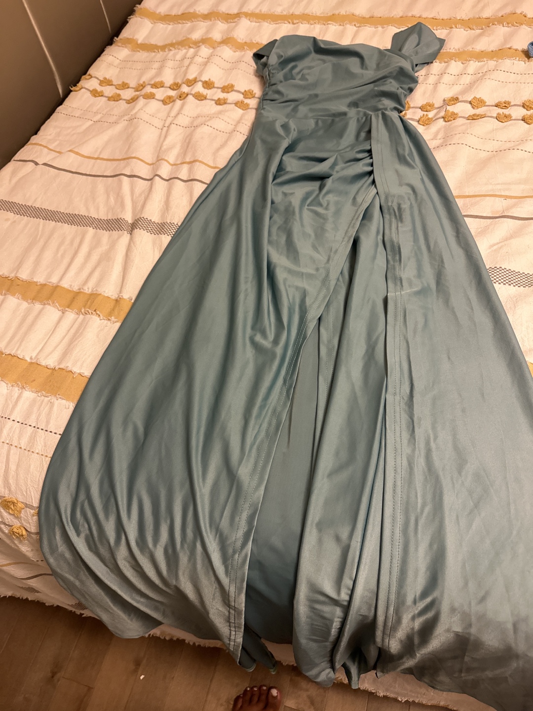 Teal Long Dress with Slit - photo 2