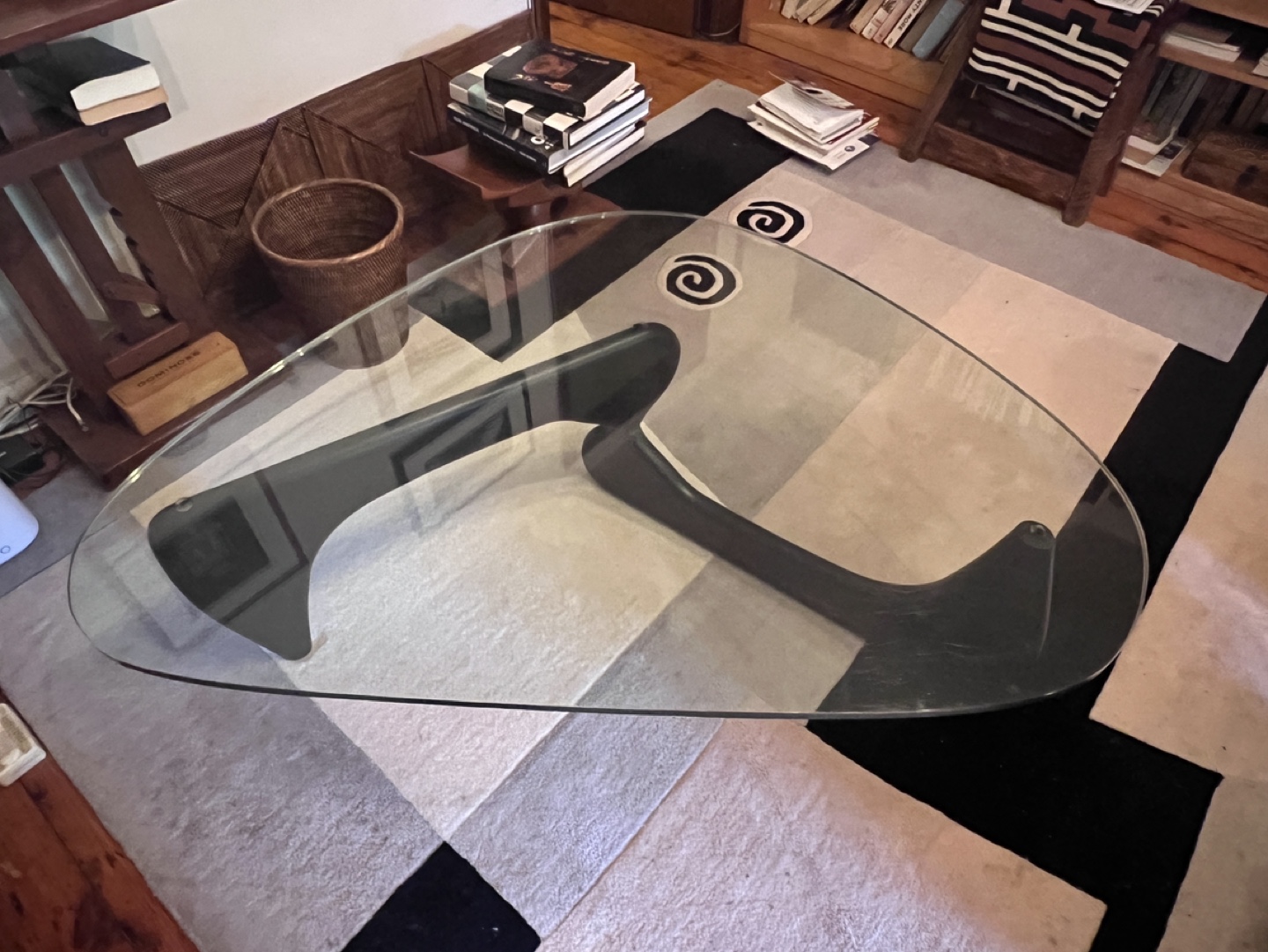 Noguchi black wooden base Coffee Table