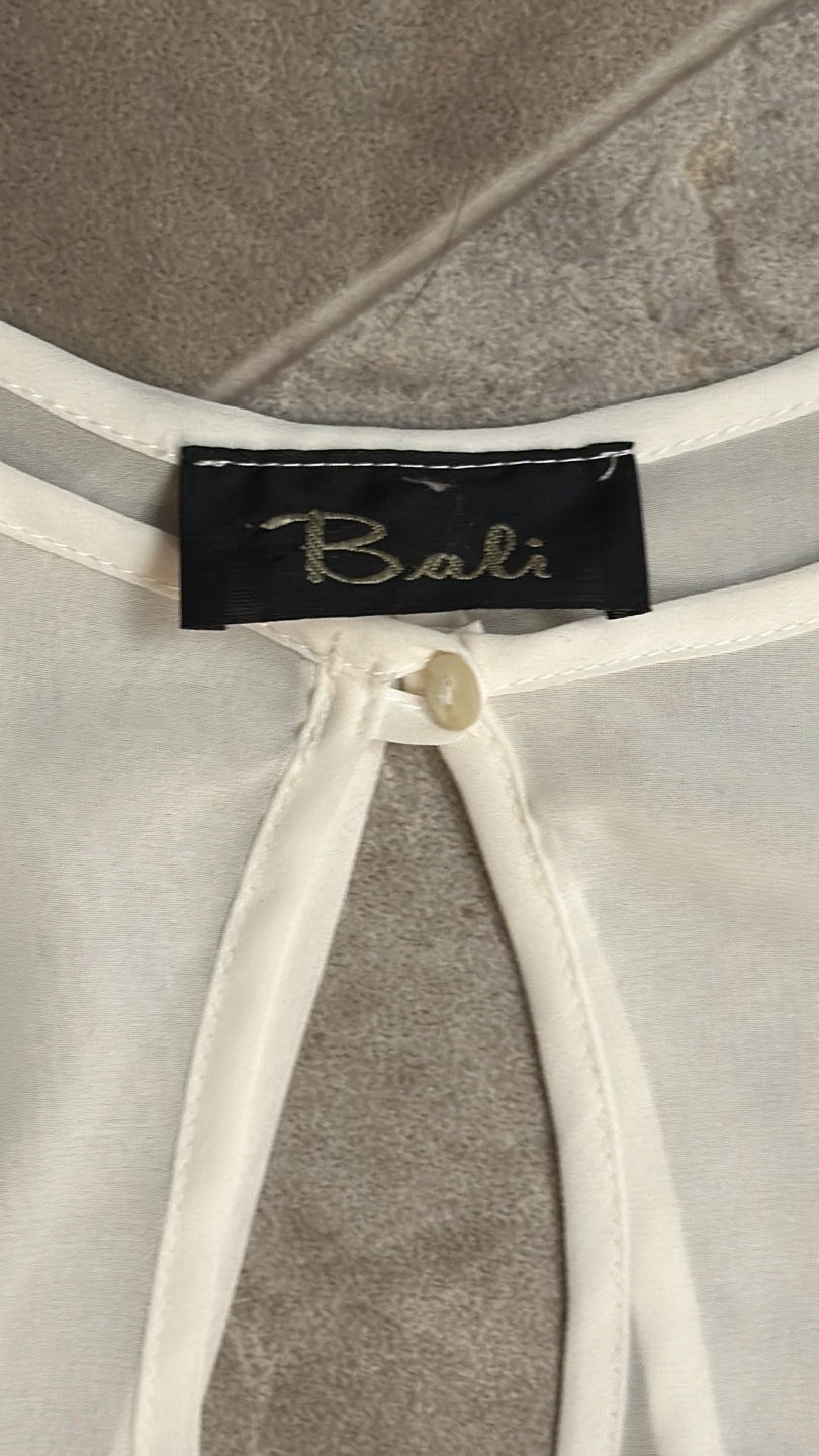White Long Sleeve Blouse with Open Back - photo 2