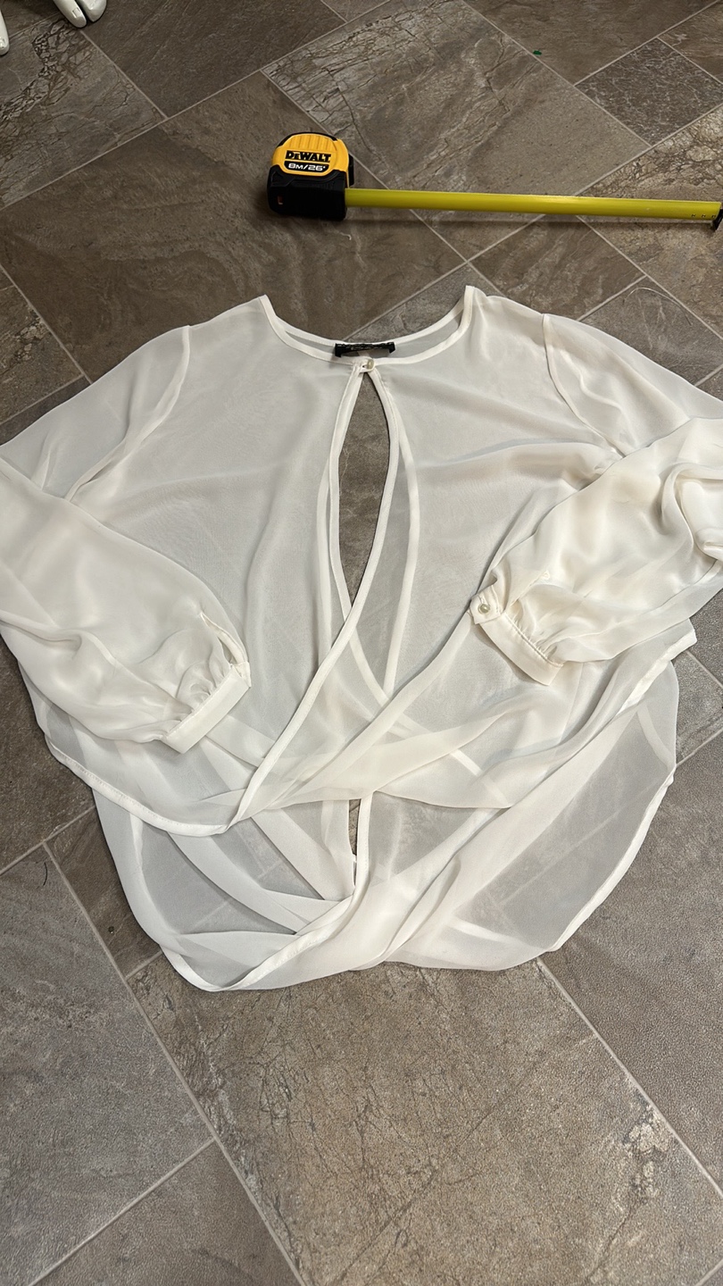 White Long Sleeve Blouse with Open Back - photo 3