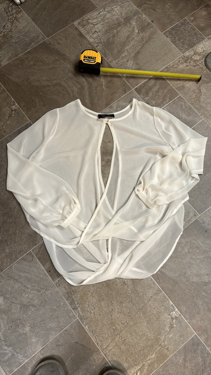 White Long Sleeve Blouse with Open Back