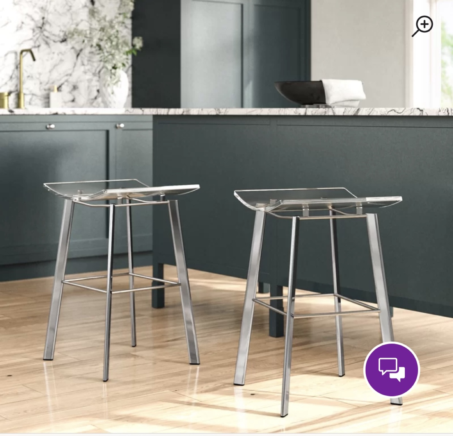 Set of 4 Clear Acrylic Bar Stools