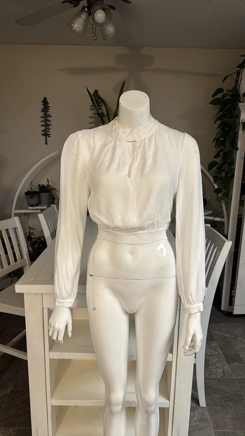 Anthropologie White Crop Top with Tie Back