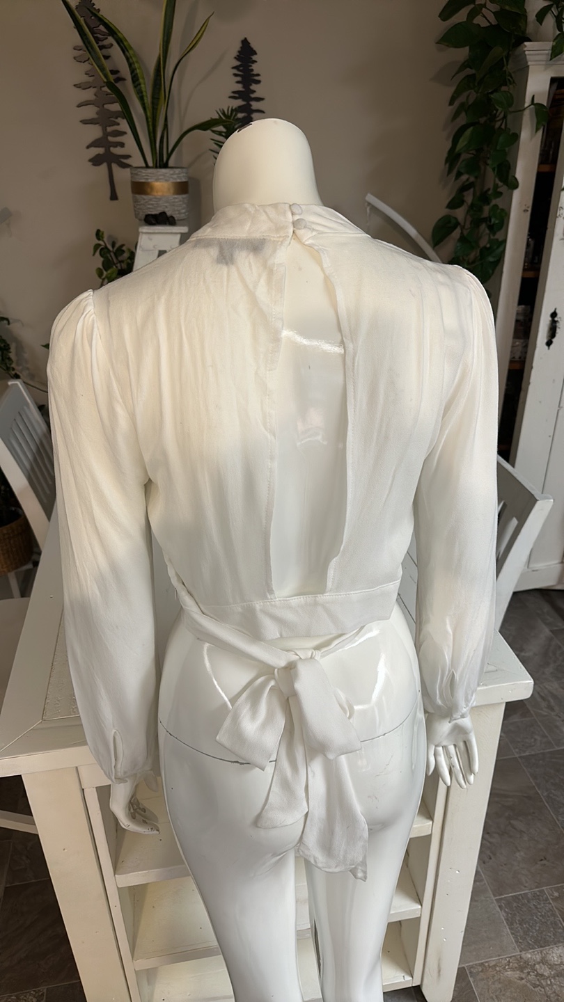 Anthropologie White Crop Top with Tie Back - photo 5