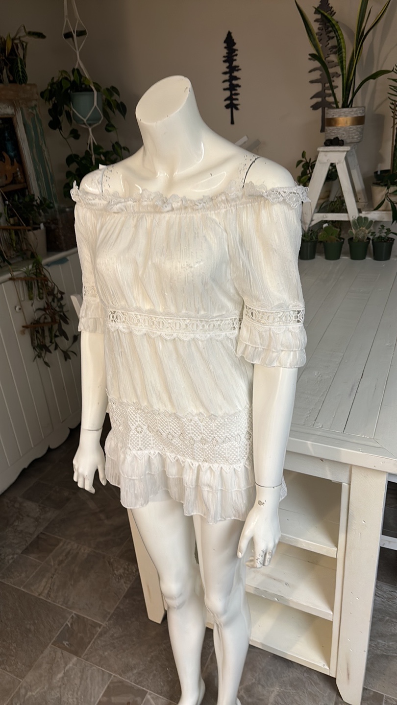 Adiva White Off the Shoulder Blouse XS - photo 3