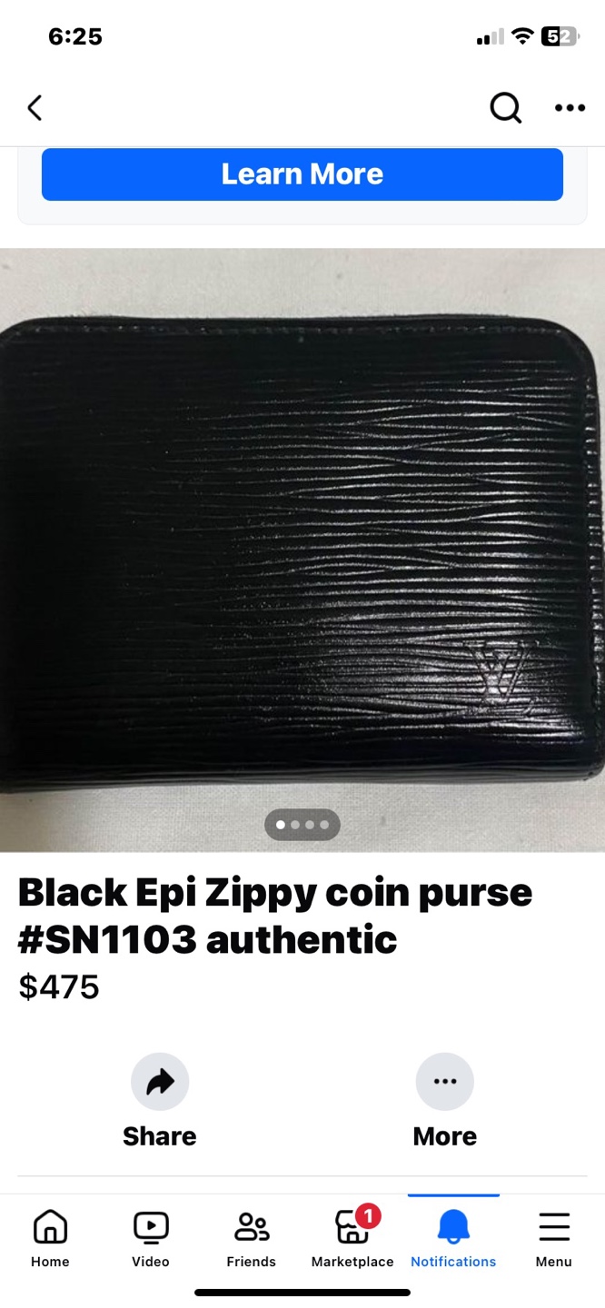 Black Epi Zippy Coin Purse-SN1103 serial in middle - photo 2