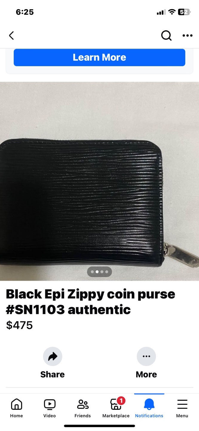 Black Epi Zippy Coin Purse-SN1103 serial in middle - photo 3