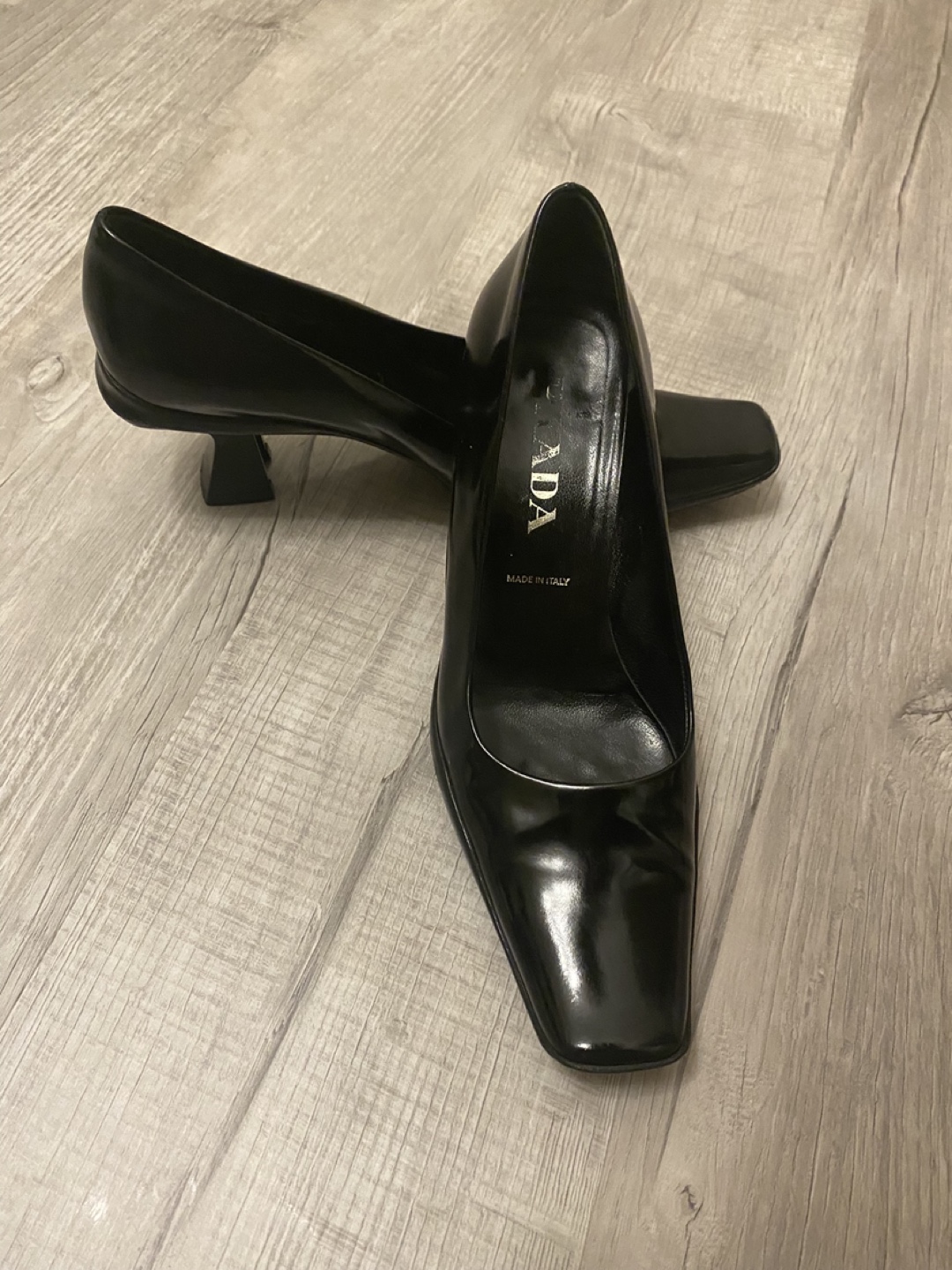 Prada Black Leather Heels-100% authentic