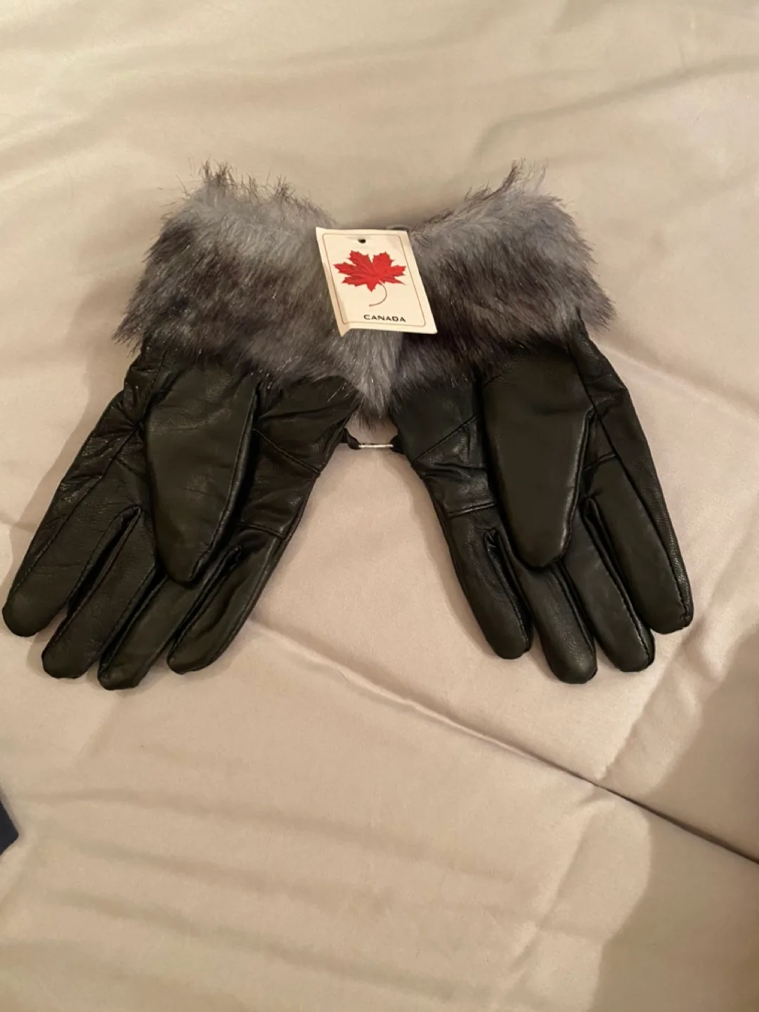 Black Leather Gloves with Faux fur  Cuff 🧡 image indicator(2)