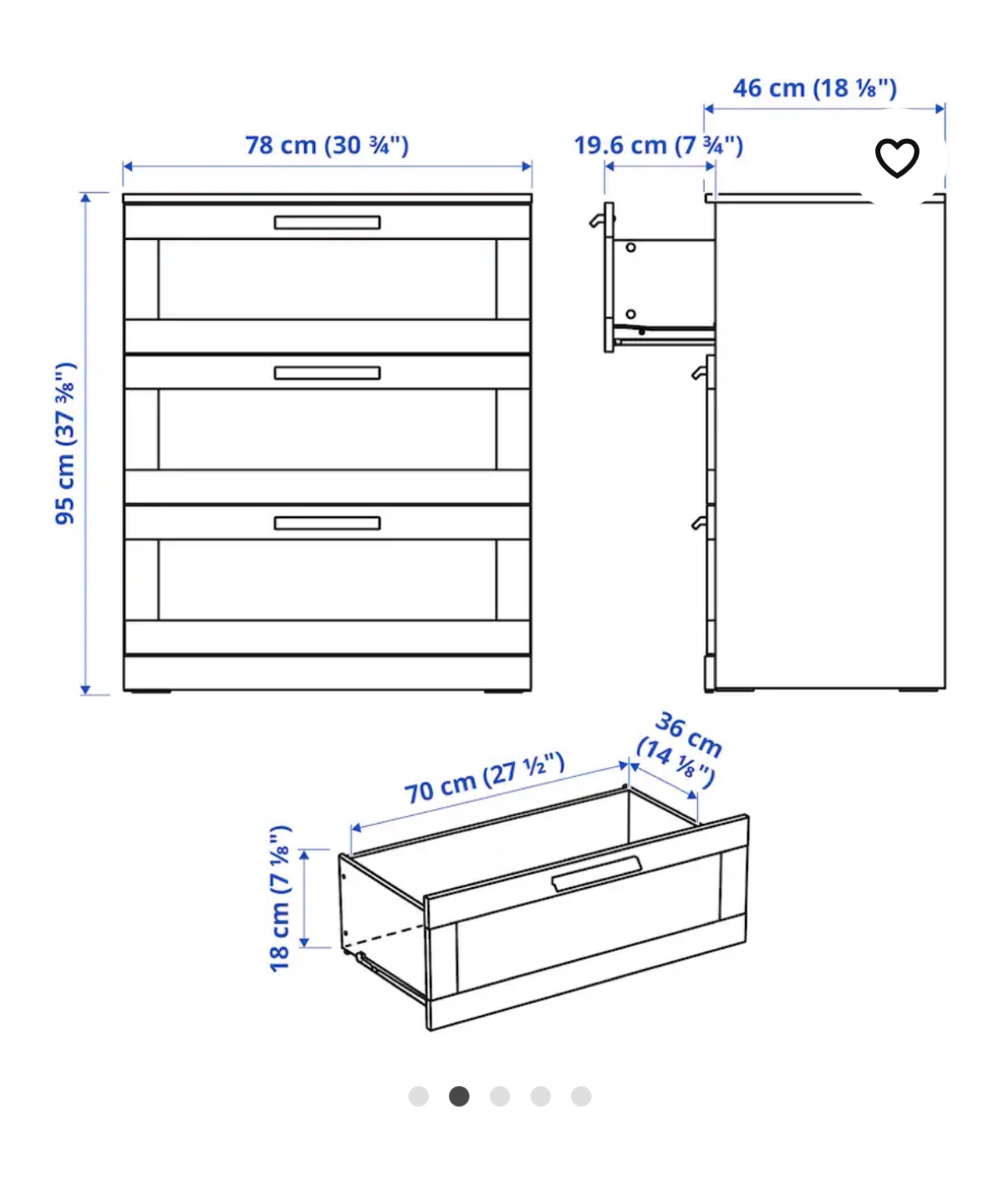 IKEA 3-Drawer Chest - photo 3